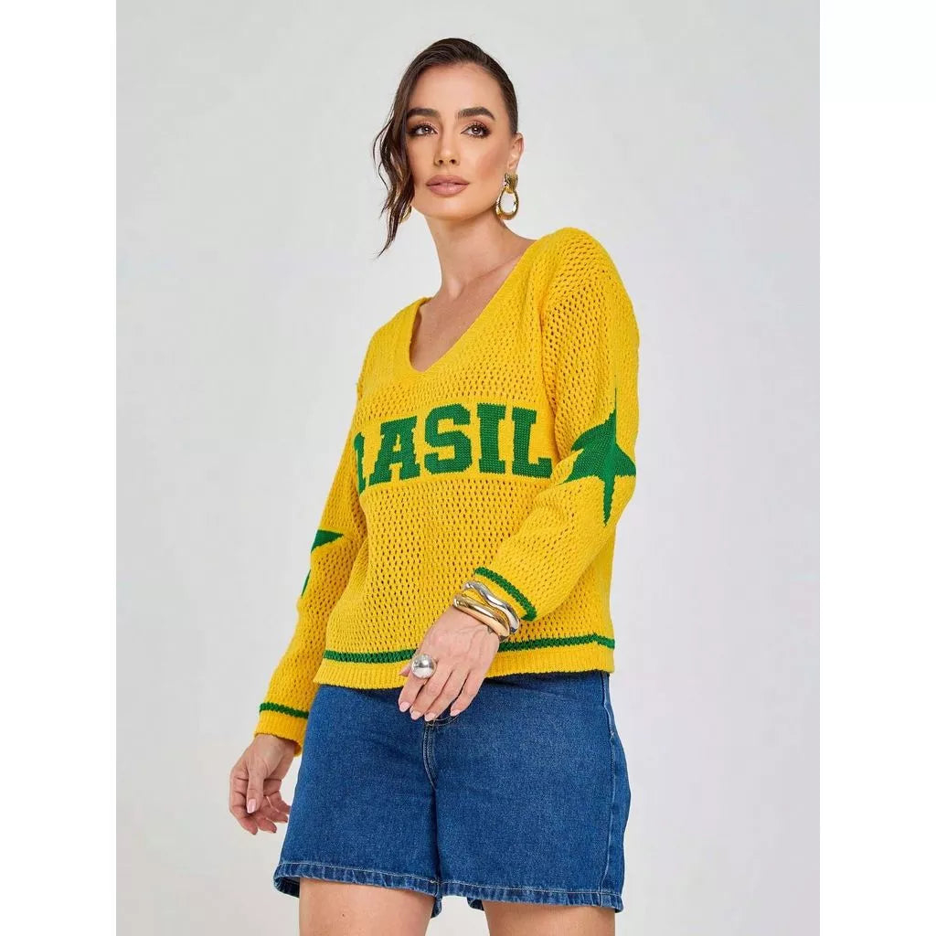 Camisa BrasilCore Manga Longa Tricot