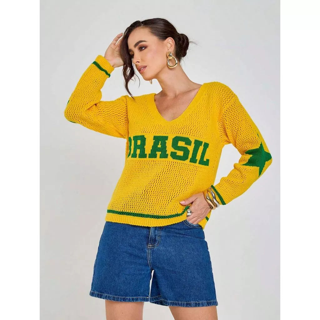 Camisa BrasilCore Manga Longa Tricot